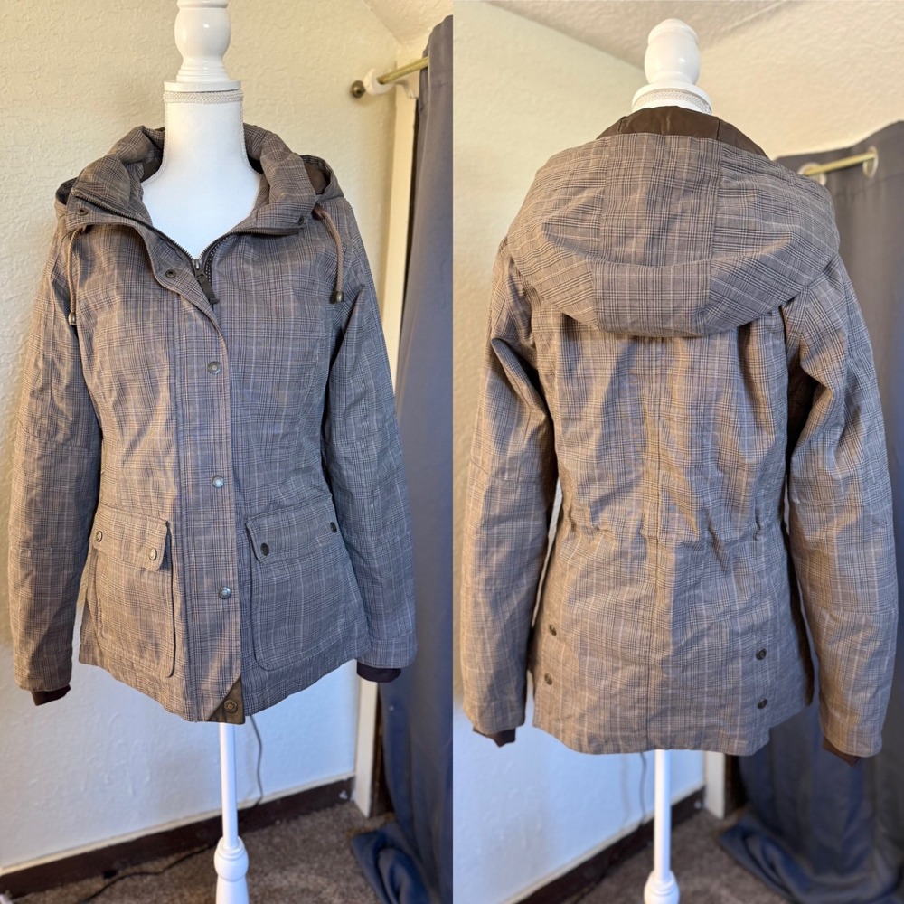 Dover Saddlery Women Plaid Primaloft Insulated Riding Jacket Brown Medium
